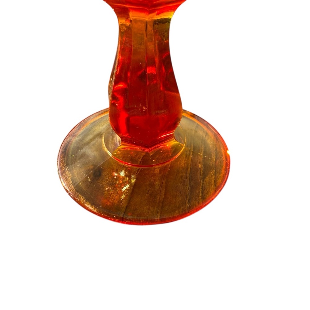 VINTAGE RED CARNIVAL GLASS COMPOTE WITH RUFFLED EDGE - Picture 12 of 12
